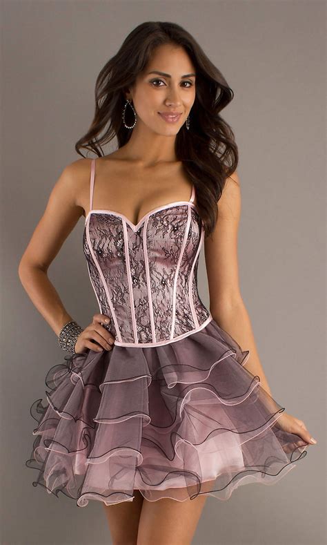 Short Black And Pink Ruffle Skirt Prom Dress Prom Dresses Short Pink
