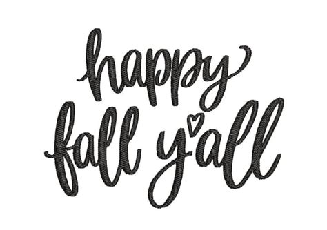 Happy Fall Yall Lettering Embroidery Design Instant Etsy