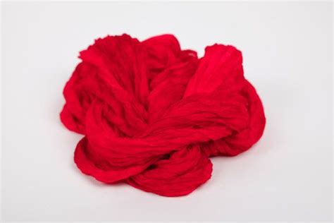 Red Silk Wrinkled Scarf For Women No Iron Scarlet Ruffled Etsy