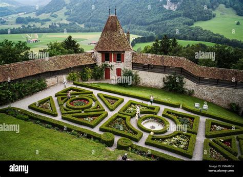 Switzerland Canton Of Fribourg Gruyeres Medieval City The Castle