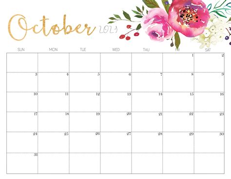 An October Calendar With Flowers And Leaves On The Front Is Shown In