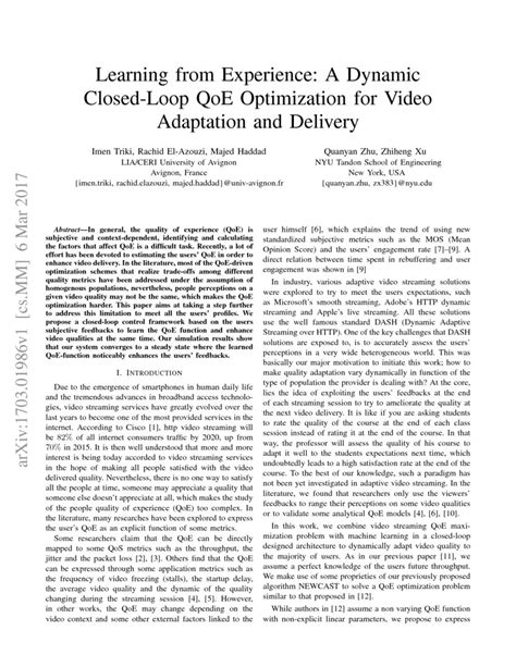 Learning From Experience A Dynamic Closed Loop Qoe Optimization For