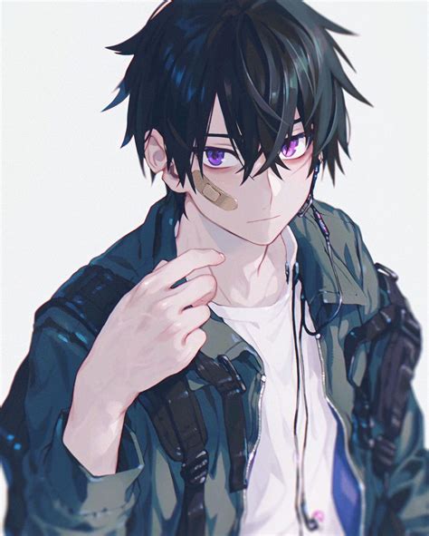 Animeboy Purpleeyes Blackhair Anime Character Design Cute Anime