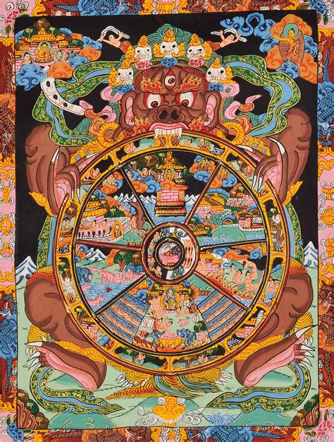 Tibetan Buddhist Wheel Of Life Bhavachakra Exotic India Art