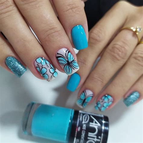 Unhas Com Flores E Glitter506 Clube Das Unhas