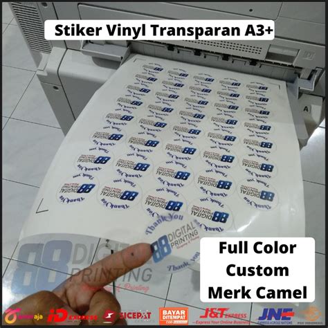 Jual Print Cut Cetak Sticker Vinyl Transparan A Waterproof Print Sticker Transparan Full