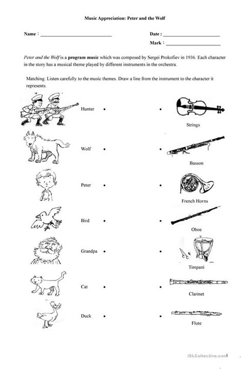 Peter and the Wolf worksheet - Free ESL printable worksheets made by