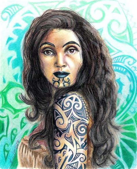 Maori Woman Drawing By Scarlett Royal Maori Woman Fine Art Maori Tattoo Women Poster Maori