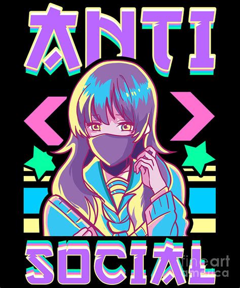 Cute Anti Social Vaporwave Anime Girl Antisocial Digital Art By The