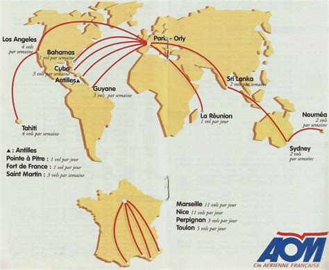 Aom French Airlines March 31 1997 Route Map