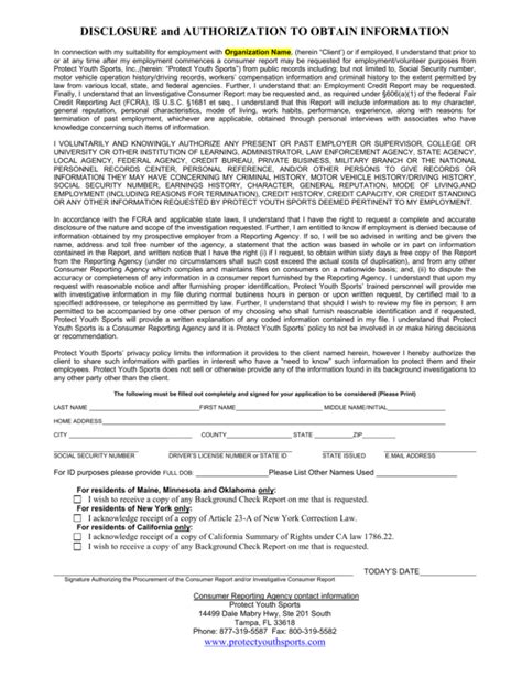 Disclosure And Authorization To Obtain Information