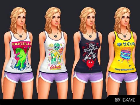Doumekis Pop Tanks For Girls Sims 4 Sims 4 Clothing Sims