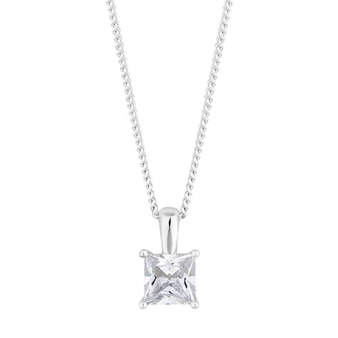 Simply Silver Sterling Silver 925 Square Cubic Zirconia Pendant