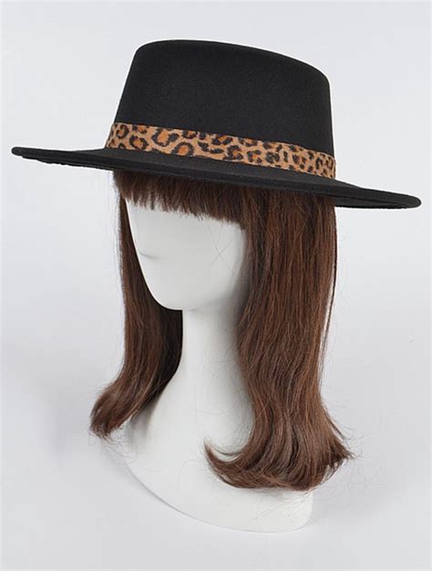 Black Hat With Leopard Band Etsy