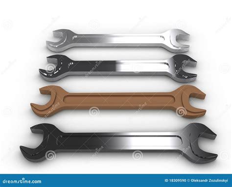 Four Wrenches Of Different Metals №1