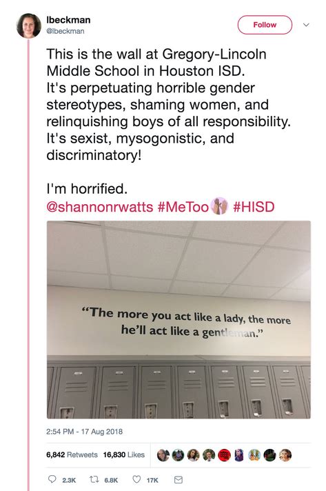 Texas School Removes Sexist Quote That Told Girls Act Like A Lady