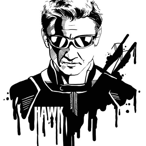 Avengers In Ink Hawkeye By Loominosity Black And White Comics