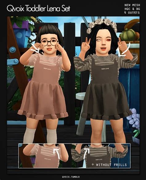 Lana Cc Finds Qvoix Toddler Lena Set Roupas Sims The Sims 4 Roupas