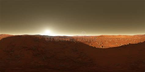 360 Panorama Of Mars Like Exoplanet Sunset Environment Map