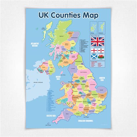 Buy A3 Laminated Uk Counties Map Wall Chart Online At Desertcartuae