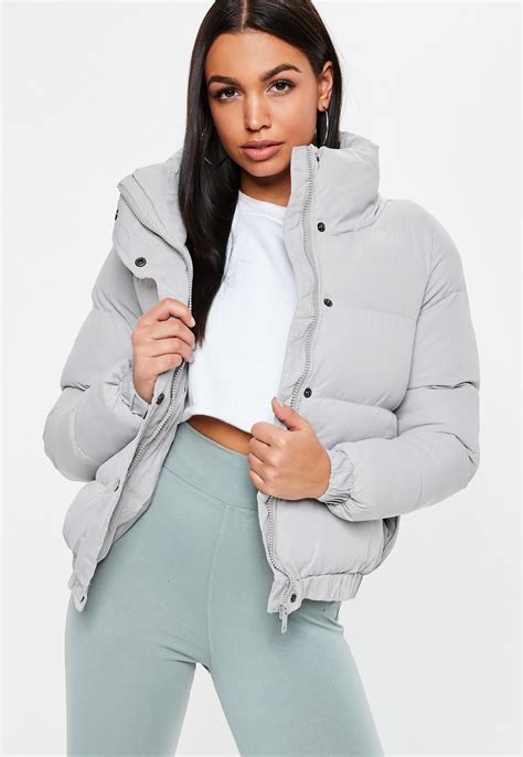 Grey Zip Through Puffer Jacket Grey Puffer Coat Grey Puffer Jacket