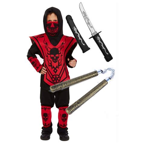 Ninja Skeleton Boys Halloween Fancy Dress Costume