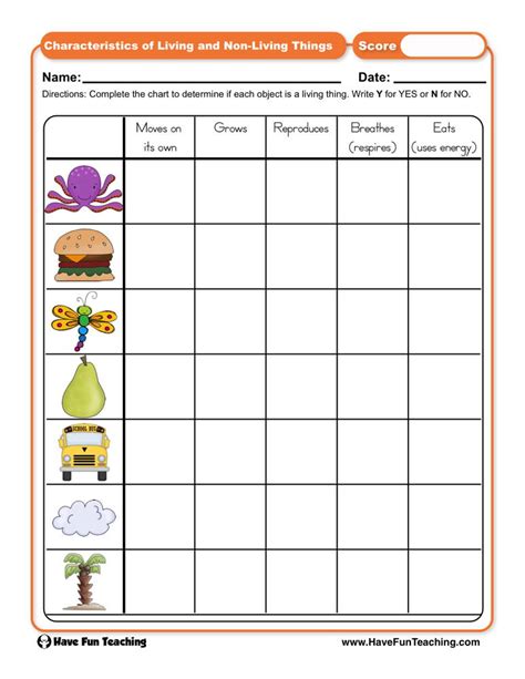 Characteristics Of Living And Non Living Things Worksheet Have Fun