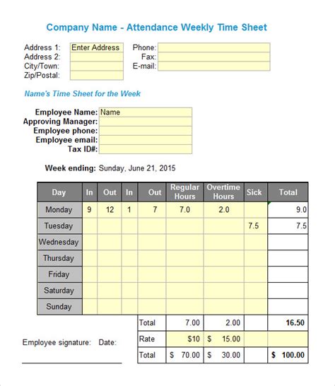 19 Sample Excel Timesheets Sample Templates