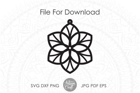 Mandala earrings, SVG, floral earrings By Artisan Craft SVG | TheHungryJPEG