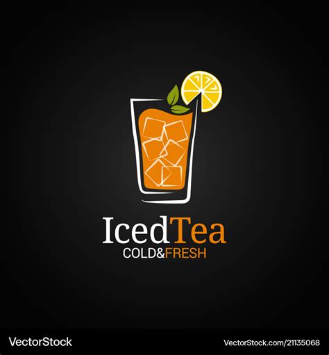 Ice Tea Glass Logo Cold Iced Tea On Black Vector Image