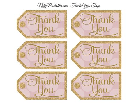 Free printable boho chic flower baby shower invitation template. Pink Thank You Tags - Dots Rectangle - Nifty Printables