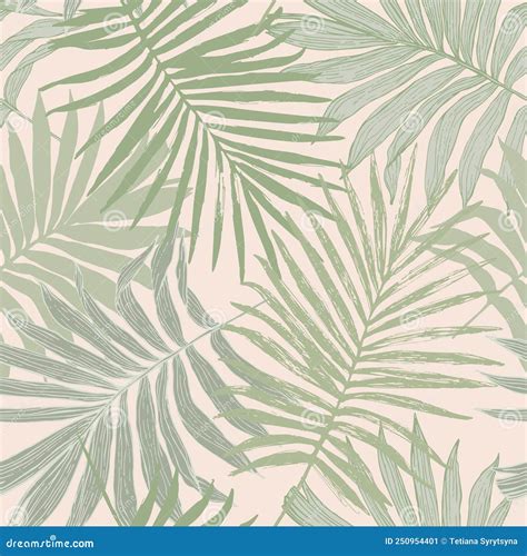 Abstract Tropical Foliage Background In Pastel Olive Green Colors Stock