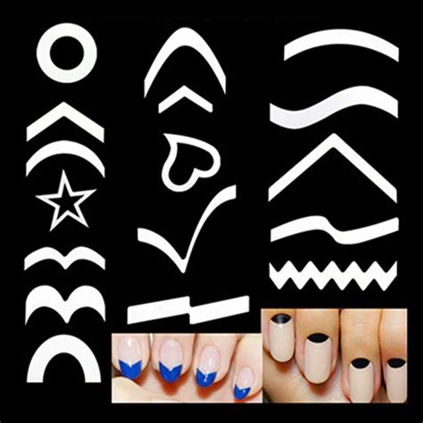 15 designs decor diy stencil french manicure nail art tips form guides sticker in stickers