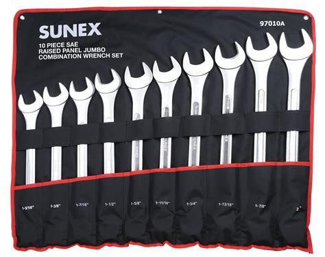Sunex 10 Piece Sae Jumbo Combination Wrench Set Contractor Cave Tools