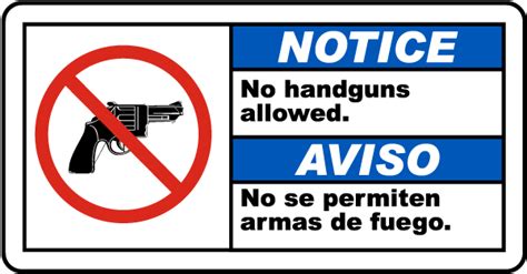 Bilingual Notice No Handguns Allowed Sign Claim Your 10 Discount