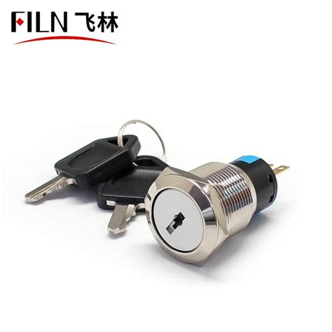 Filn 19mm Metal Electronic Key Lock Round Push Button Switches With 3