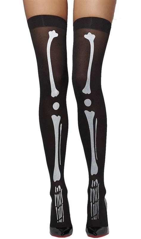 skeleton opaque black thigh high halloween stockings halloween tights black thigh high lady