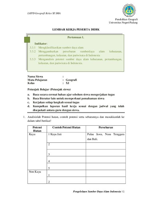 Kunci Jawaban Geografi Kelas Xi Semester Ii Potensi Geografis Indonesia - Belajar Saja