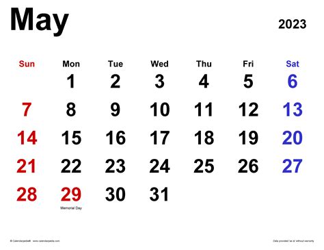 May 2023 Calendar Blank