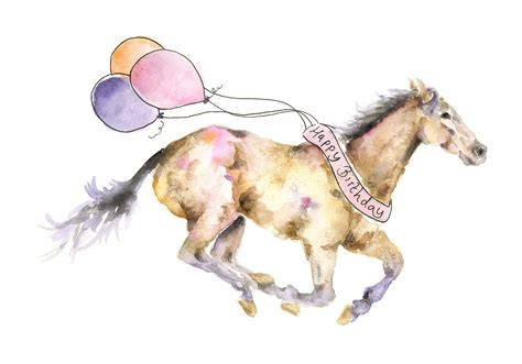 Horse birthday card watercolour horse horse art card for