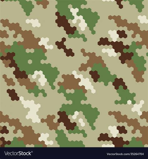 Hexagonal Camouflage Military Seamless Pattern Vector Image