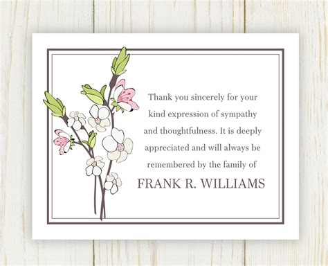 Cherry Blooms Funeral Thank You Card Digital File Sympathy