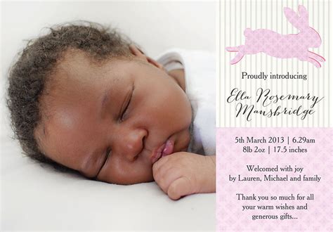 Check spelling or type a new query. Pastel Bunny Birth Announcement Card from £0.80 each