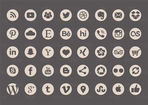 Social Media Icons Set Beige Color Download Etsy
