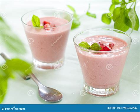 Strawberry Yoghurt Dessert Stock Photo Image Of Closeup 31001158