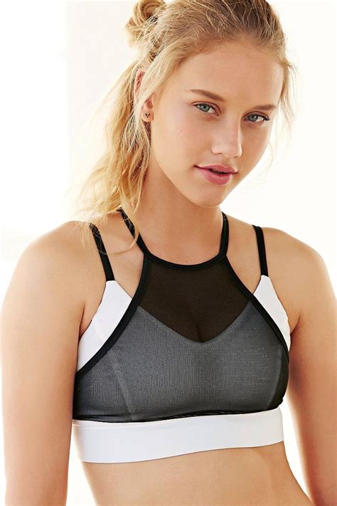 Without Walls Mesh Halter Sports Bra Cute Gym Outfits Sports Bra