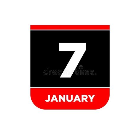 7 January Vector Calendar Vector Icon 7 Jan Card Stock Vector