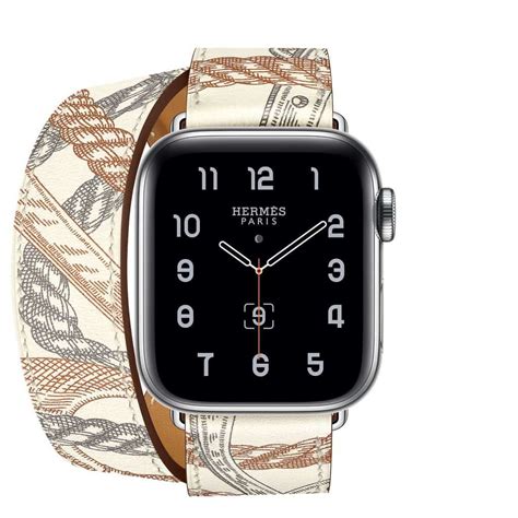 Apple Watch Hermès Series 5 Blanc Allover Print Double Tour 40 Mm The