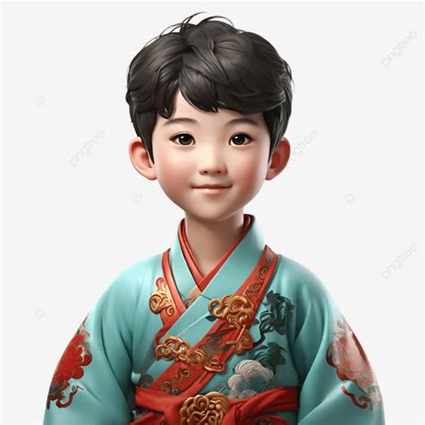 3d Chinese Boy With Traditional Festival Dress Transparent Background