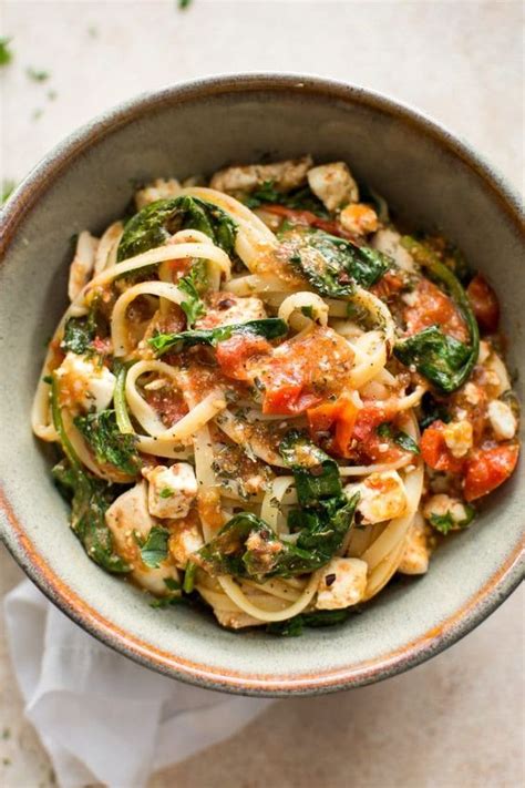 Chicken Feta Spinach Pasta Healthy Keto Dinner Recipes
